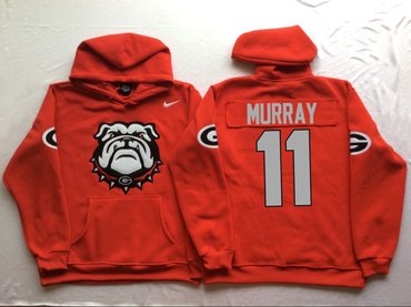 Georgia Bulldogs 11 Aaron Murray Red Men's Pullover Hoodie