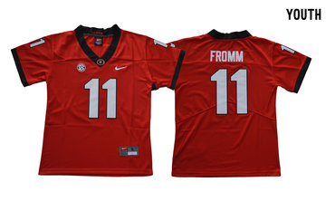 Georgia Bulldogs 11 Jake Fromm Red Youth College Football Jersey