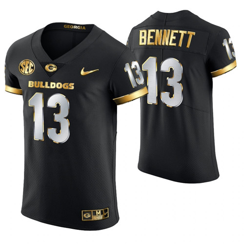 Georgia Bulldogs 13 Stetson Bennett Authentic Golden Edition Jersey Black