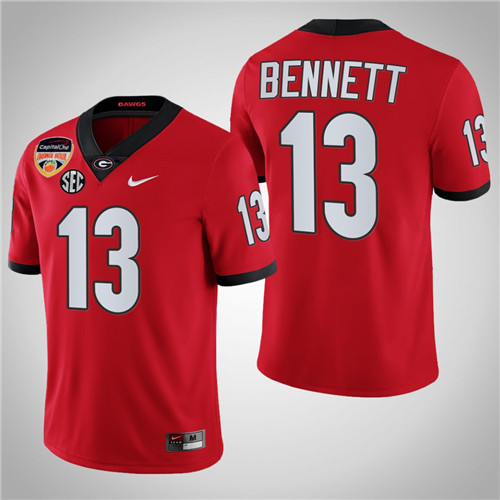 Georgia Bulldogs 13 Stetson Bennett College Football Playoff 2021 Orange Bowl Jersey Red