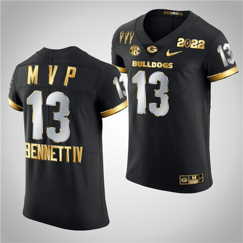 Georgia Bulldogs 13 Stetson Bennett Golden Limited 3X CFP National Champions Jersey Black