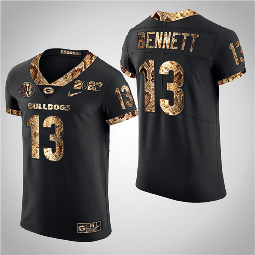 Georgia Bulldogs 13 Stetson Bennett Python Skin 2022 College Football Playoff Jersey Black
