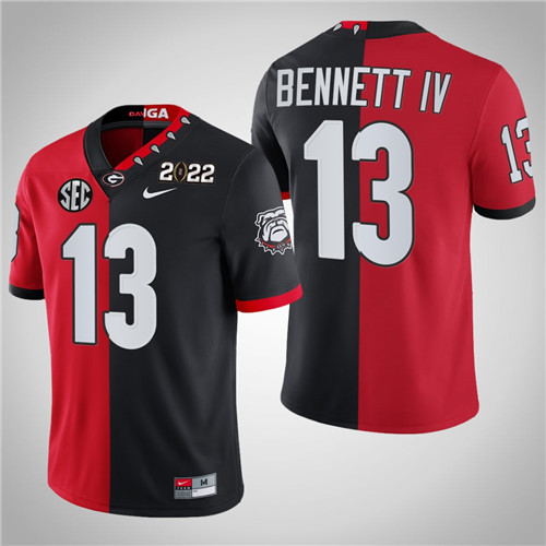 Georgia Bulldogs 13 Stetson Bennett Split Edition 2022 National Championship Jersey Black
