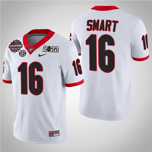 Georgia Bulldogs 16 Kirby Smart Honor Coah 2021 CFP National Champions Jersey White