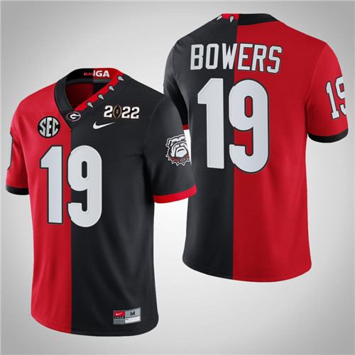 Georgia Bulldogs 19 Brock Bowers Split Edition 2022 National Championship Jersey Black