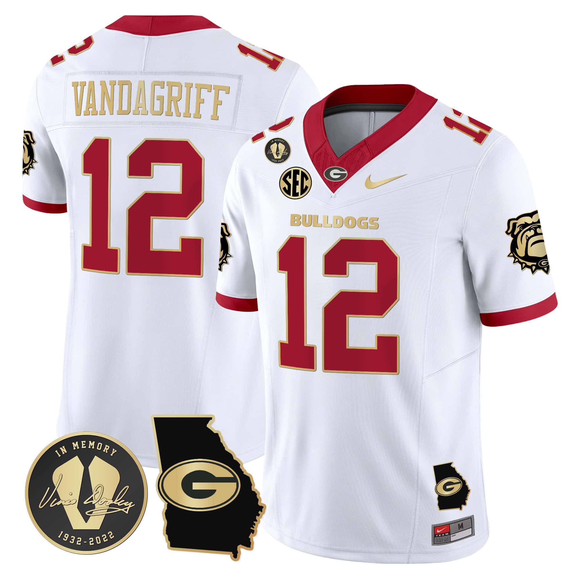 Georgia Bulldogs 2024 Vapor Football Jersey V5 – Georgia Map – All  Stitched   White Gold Trim #12 Brock Vandagriff