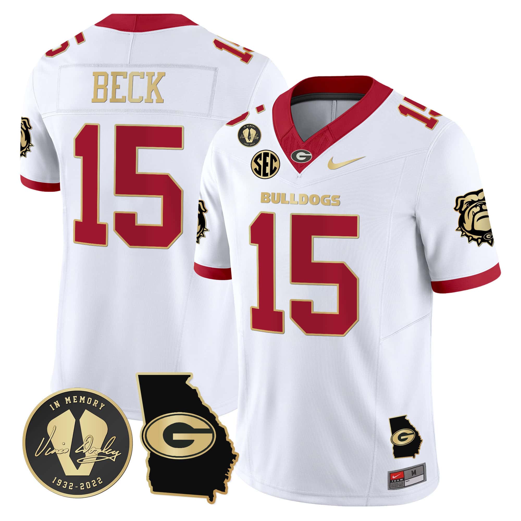 Georgia Bulldogs 2024 Vapor Football Jersey V5 – Georgia Map – All  Stitched   White Gold Trim #15 Carson Beck