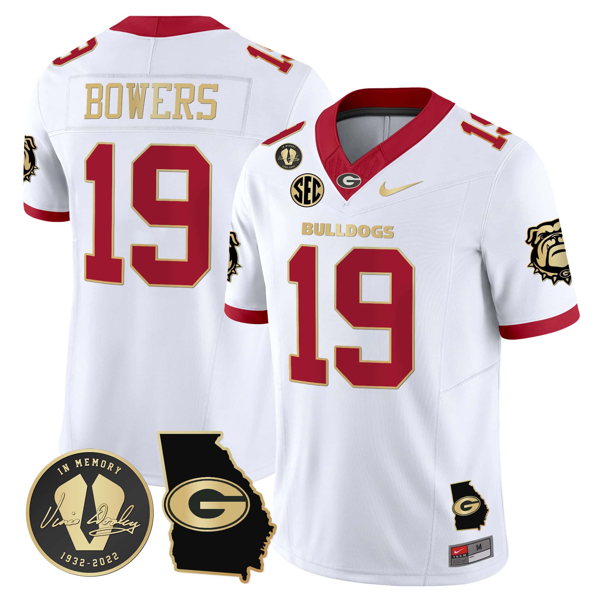 Georgia Bulldogs 2024 Vapor Football Jersey V5 – Georgia Map – All  Stitched   White Gold Trim #19 Brock Bowers