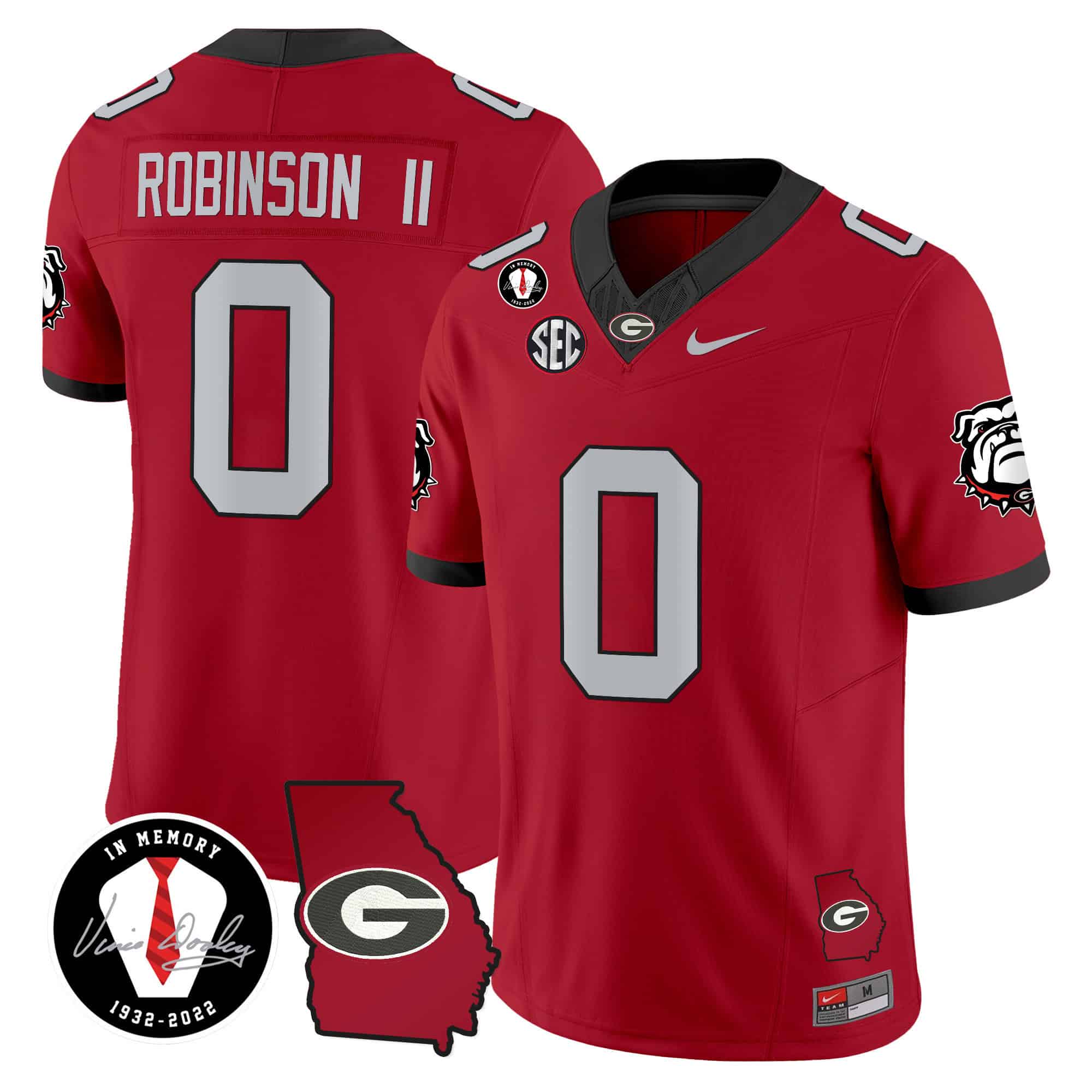 Georgia Bulldogs 2024 Vapor Football Jersey V5 – Georgia Map – All  Stitched  Red  #0 Roderick Robinson II