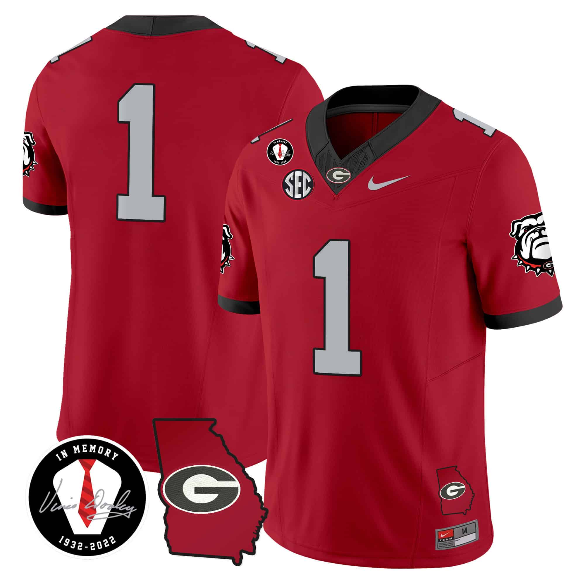 Georgia Bulldogs 2024 Vapor Football Jersey V5 – Georgia Map – All  Stitched  Red #1  no name