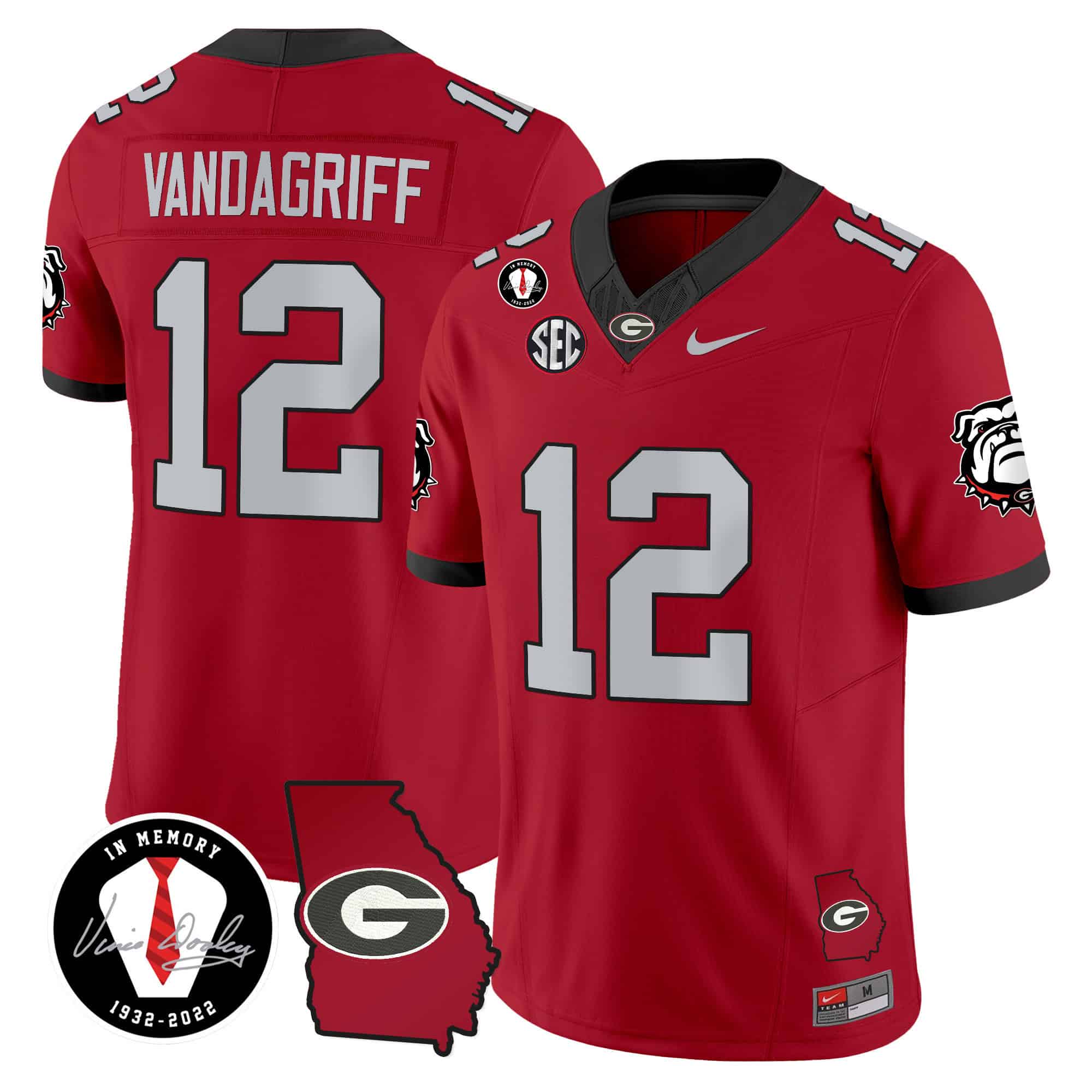 Georgia Bulldogs 2024 Vapor Football Jersey V5 – Georgia Map – All  Stitched  Red #12 Brock Vandagriff