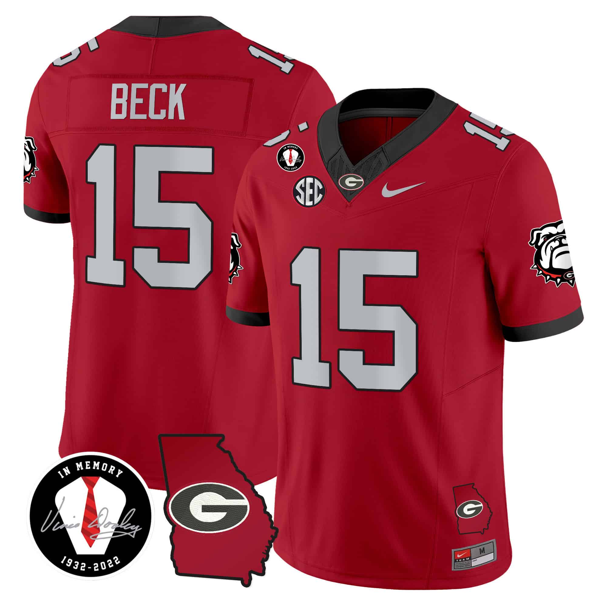 Georgia Bulldogs 2024 Vapor Football Jersey V5 – Georgia Map – All  Stitched  Red #15 Carson Beck