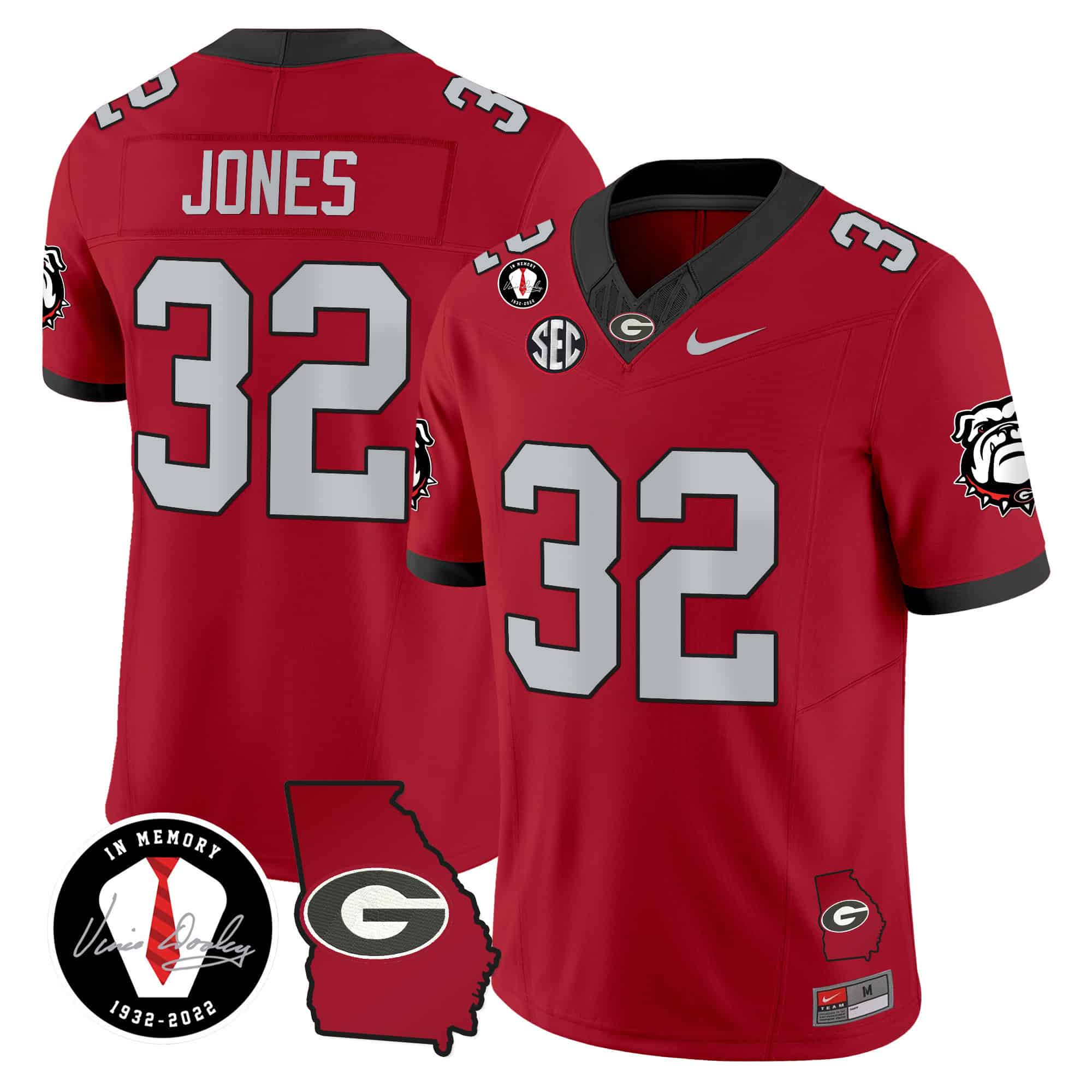 Georgia Bulldogs 2024 Vapor Football Jersey V5 – Georgia Map – All  Stitched  Red #32 Cash Jones