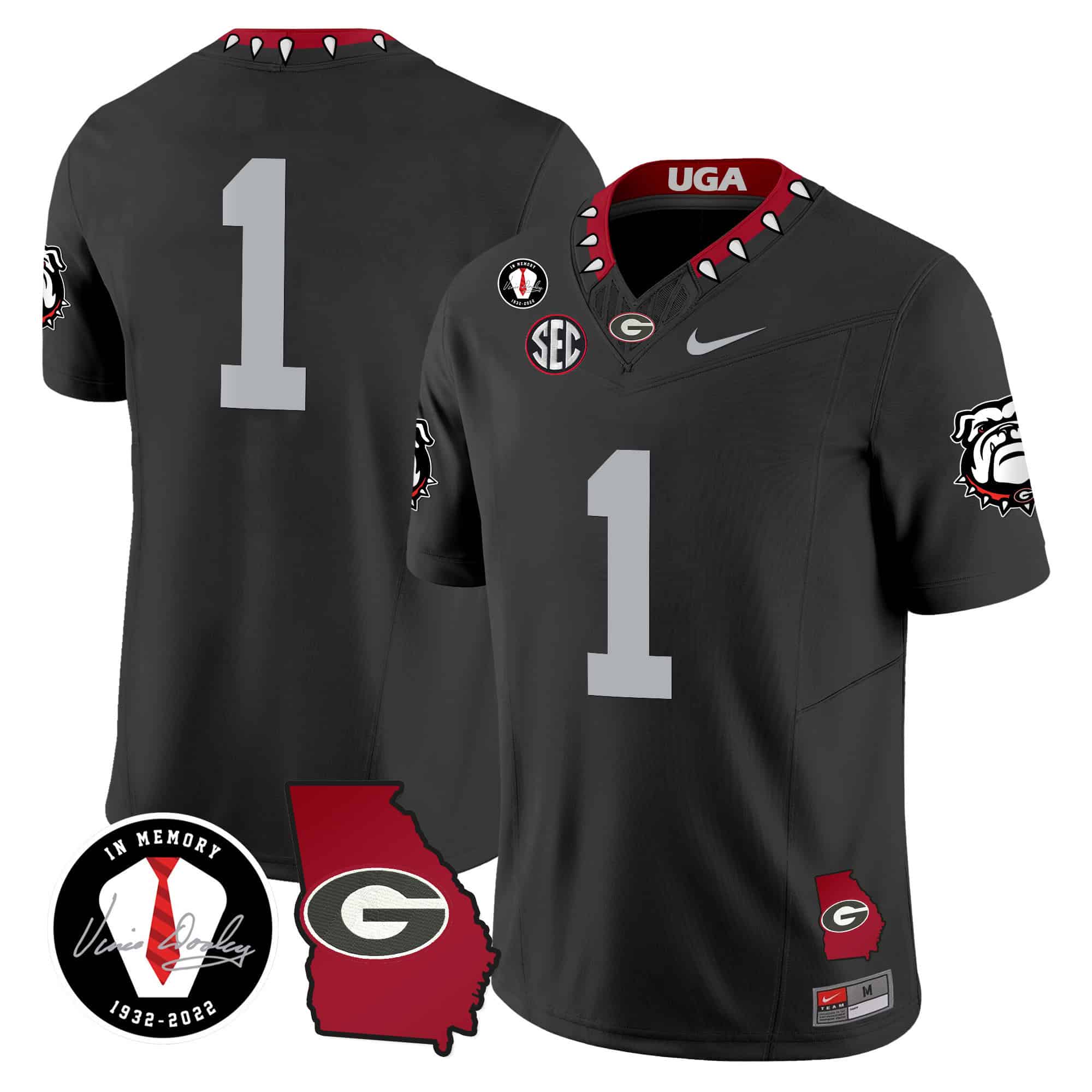 Georgia Bulldogs 2024 Vapor Football Jersey V5 – Georgia Map – All  Stitched Black   #1  no name