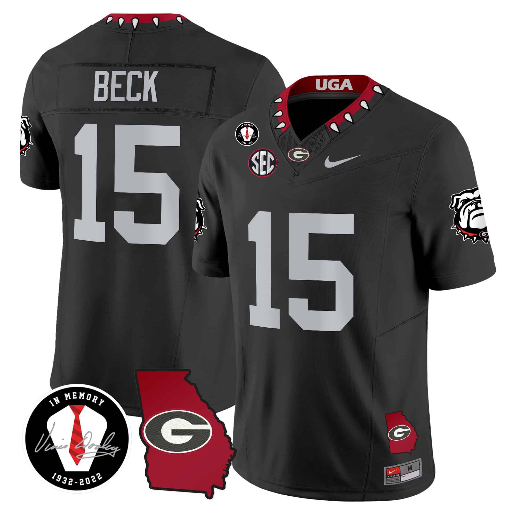 Georgia Bulldogs 2024 Vapor Football Jersey V5 – Georgia Map – All  Stitched Black   #15 Carson Beck