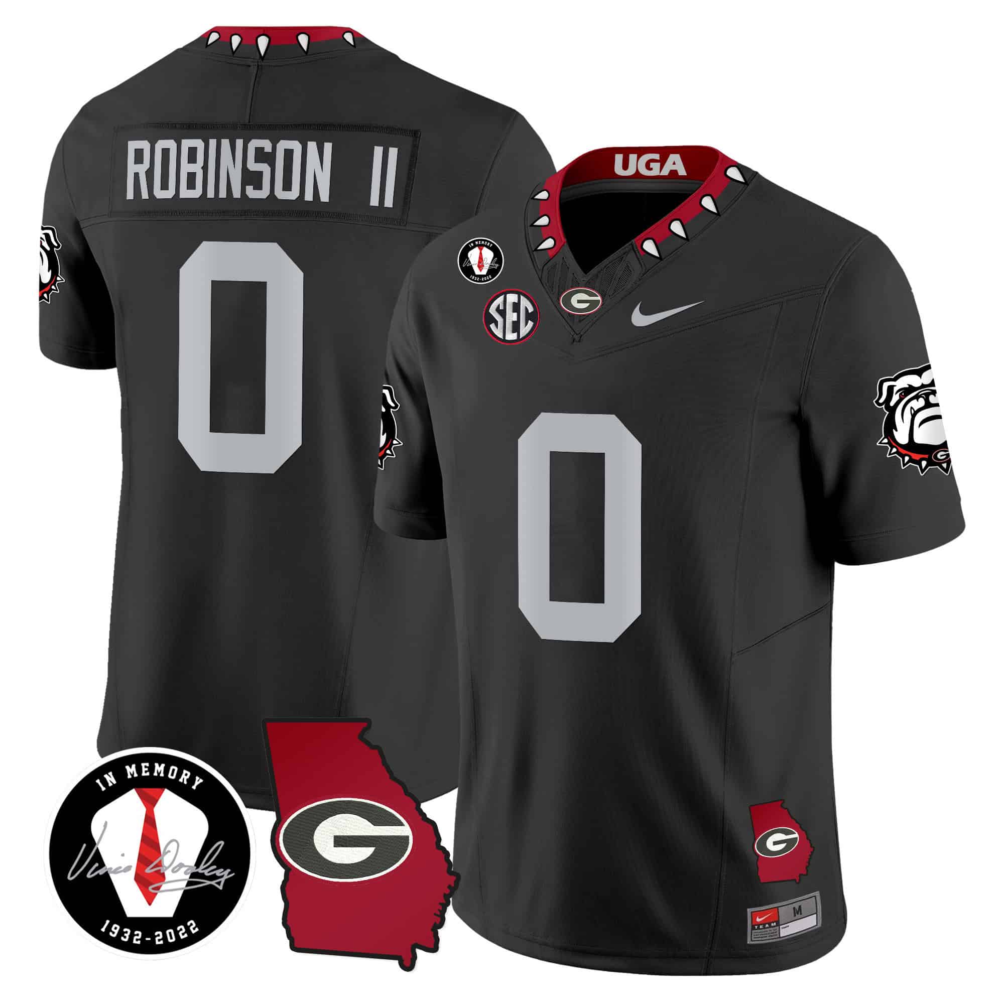 Georgia Bulldogs 2024 Vapor Football Jersey V5 – Georgia Map – All  Stitched Black  #0 Roderick Robinson II