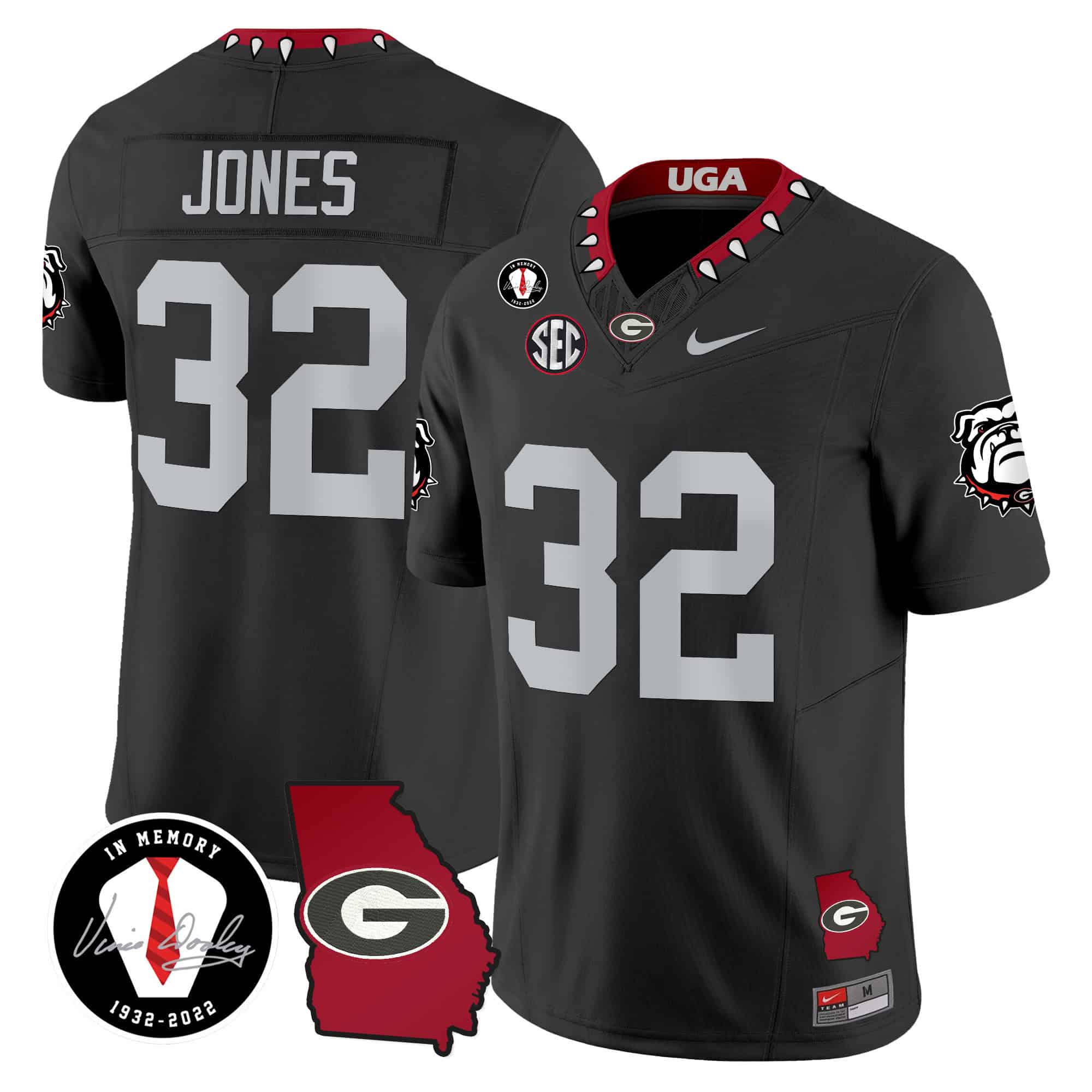 Georgia Bulldogs 2024 Vapor Football Jersey V5 – Georgia Map – All  Stitched Black  #32 Cash Jones
