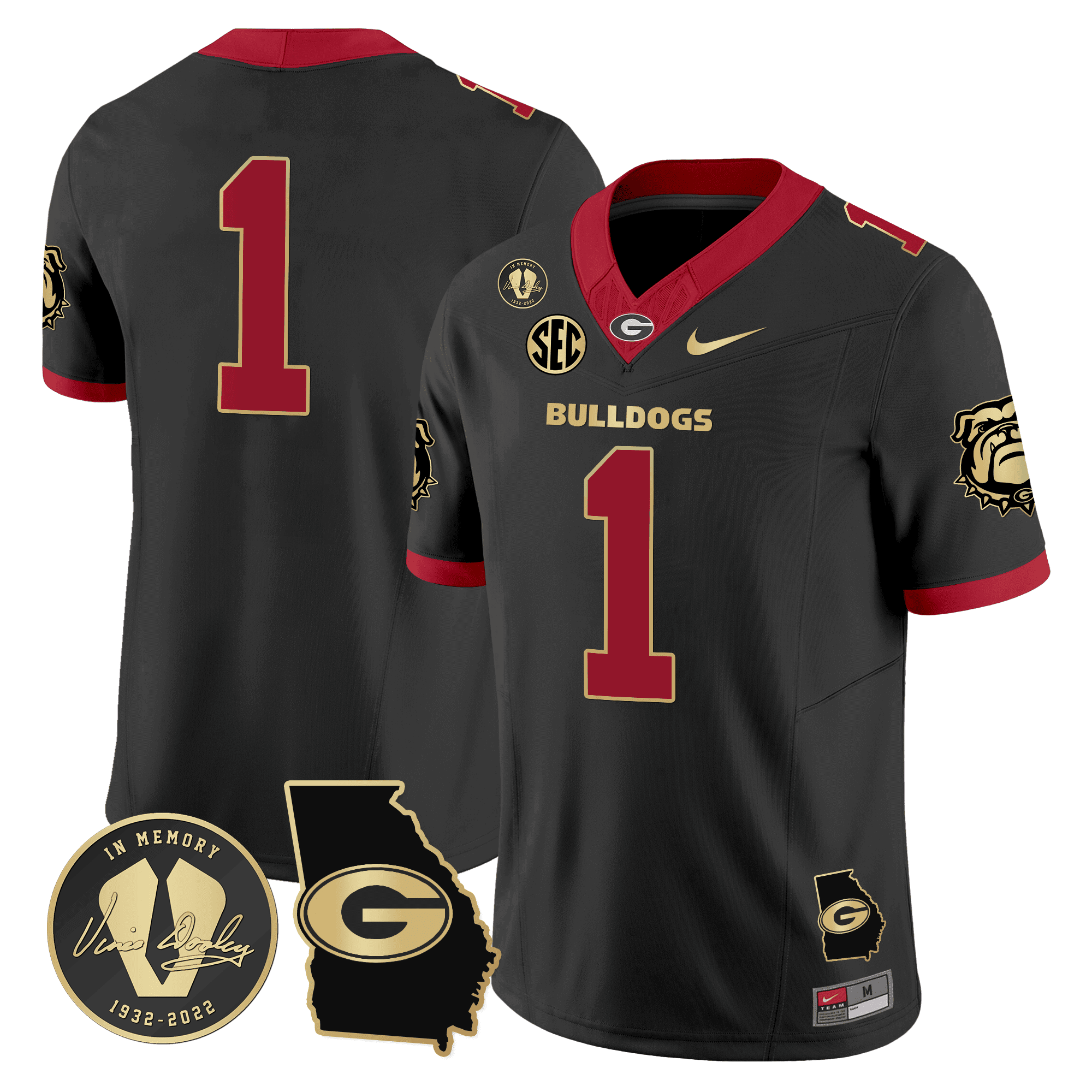 Georgia Bulldogs 2024 Vapor Football Jersey V5 – Georgia Map – All  Stitched Black Gold Trim #1  no name