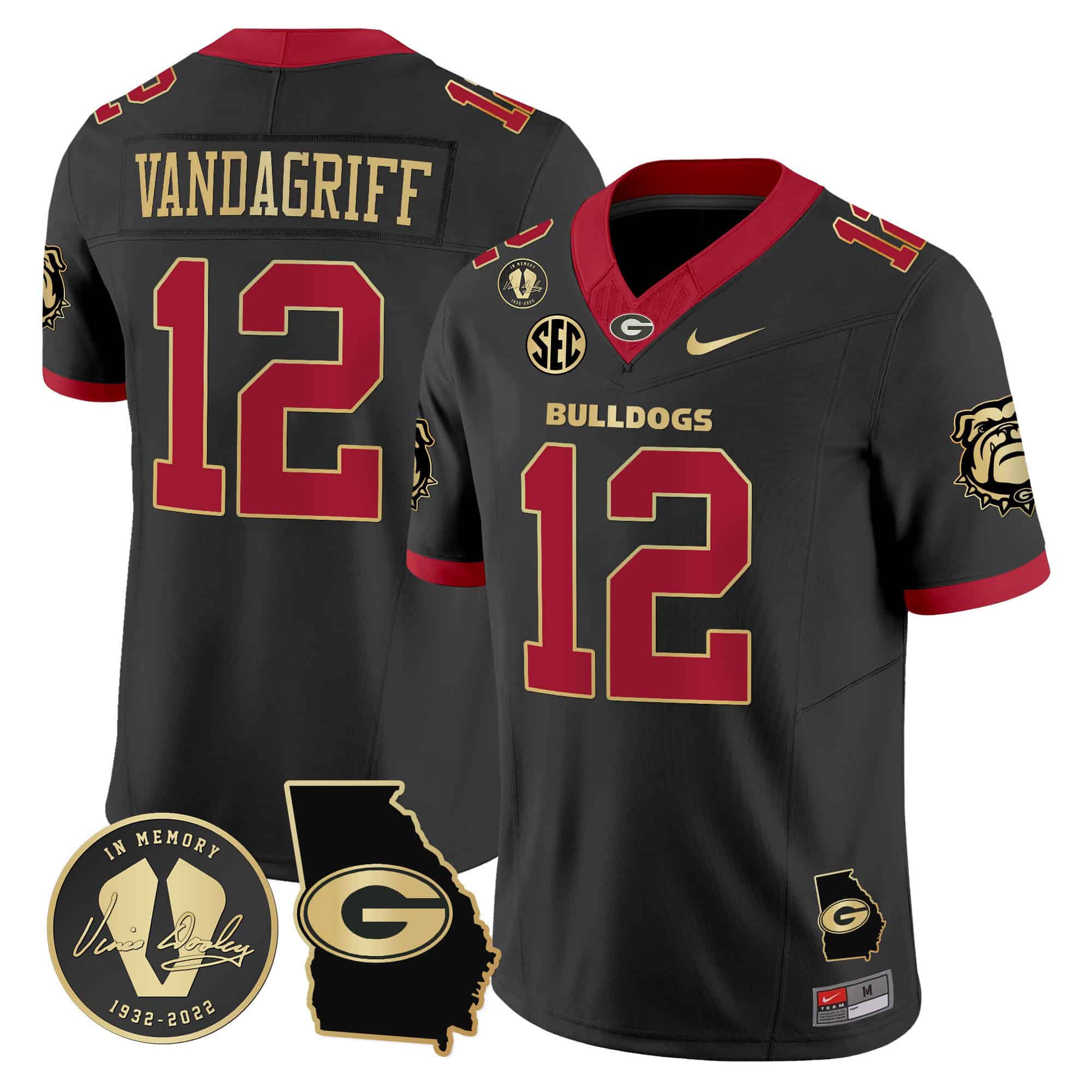 Georgia Bulldogs 2024 Vapor Football Jersey V5 – Georgia Map – All  Stitched Black Gold Trim #12 Brock Vandagriff