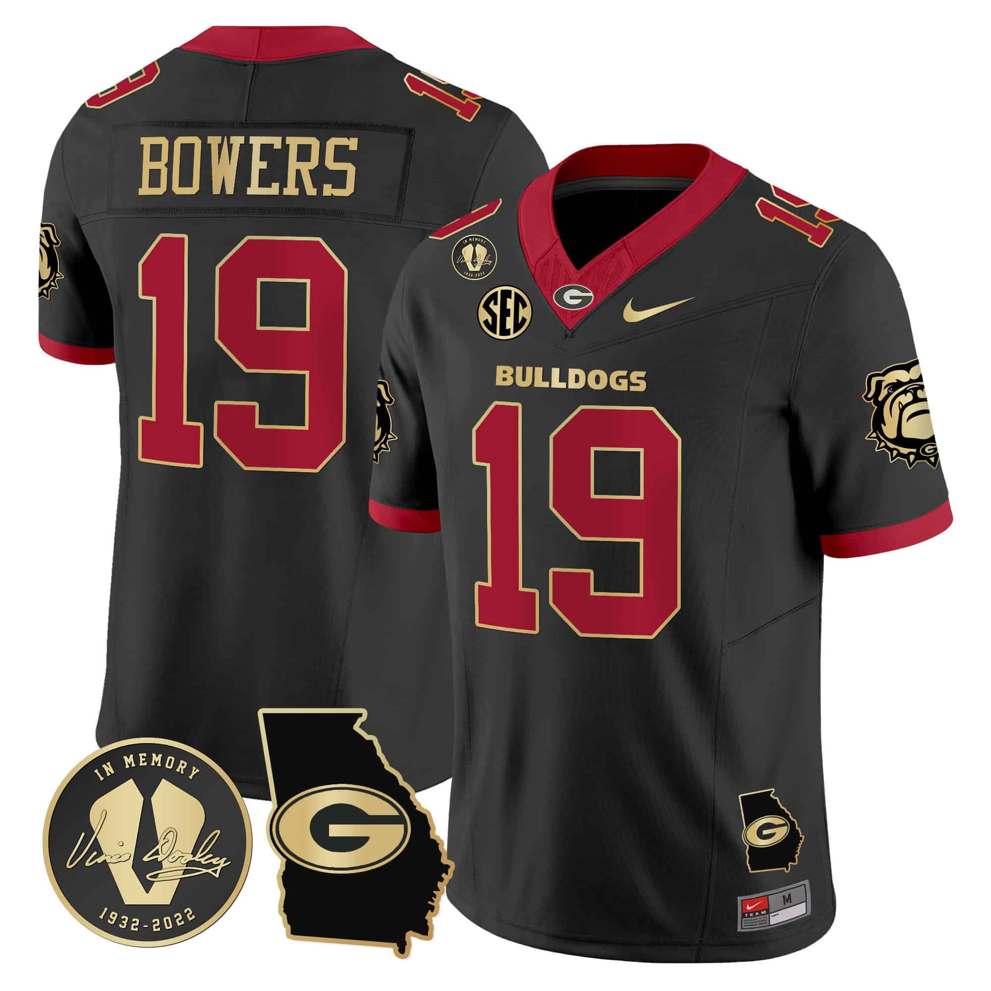 Georgia Bulldogs 2024 Vapor Football Jersey V5 – Georgia Map – All  Stitched Black Gold Trim #19 Brock Bowers