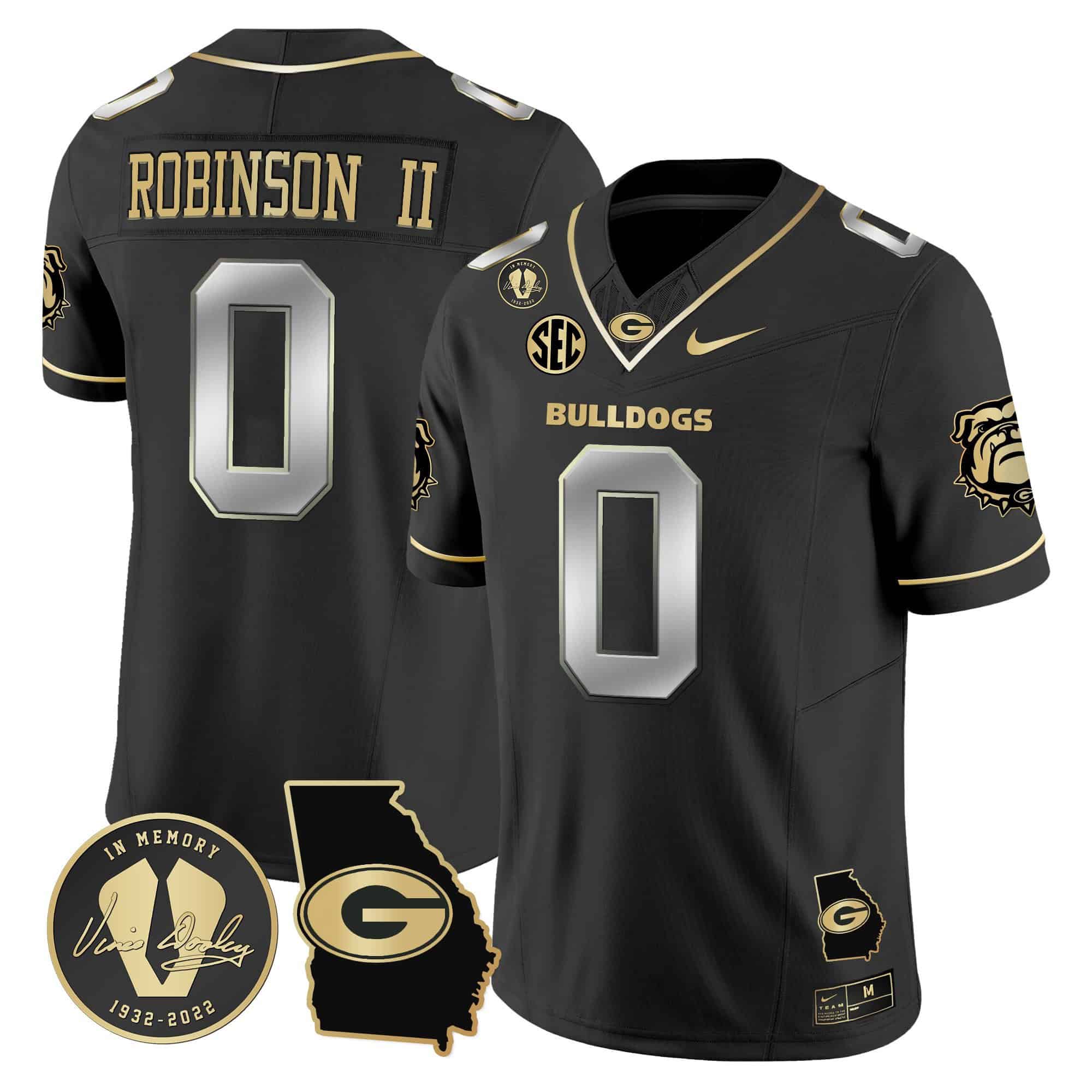 Georgia Bulldogs 2024 Vapor Football Jersey V5 – Georgia Map – All  Stitched Black Limited   #0 Roderick Robinson II