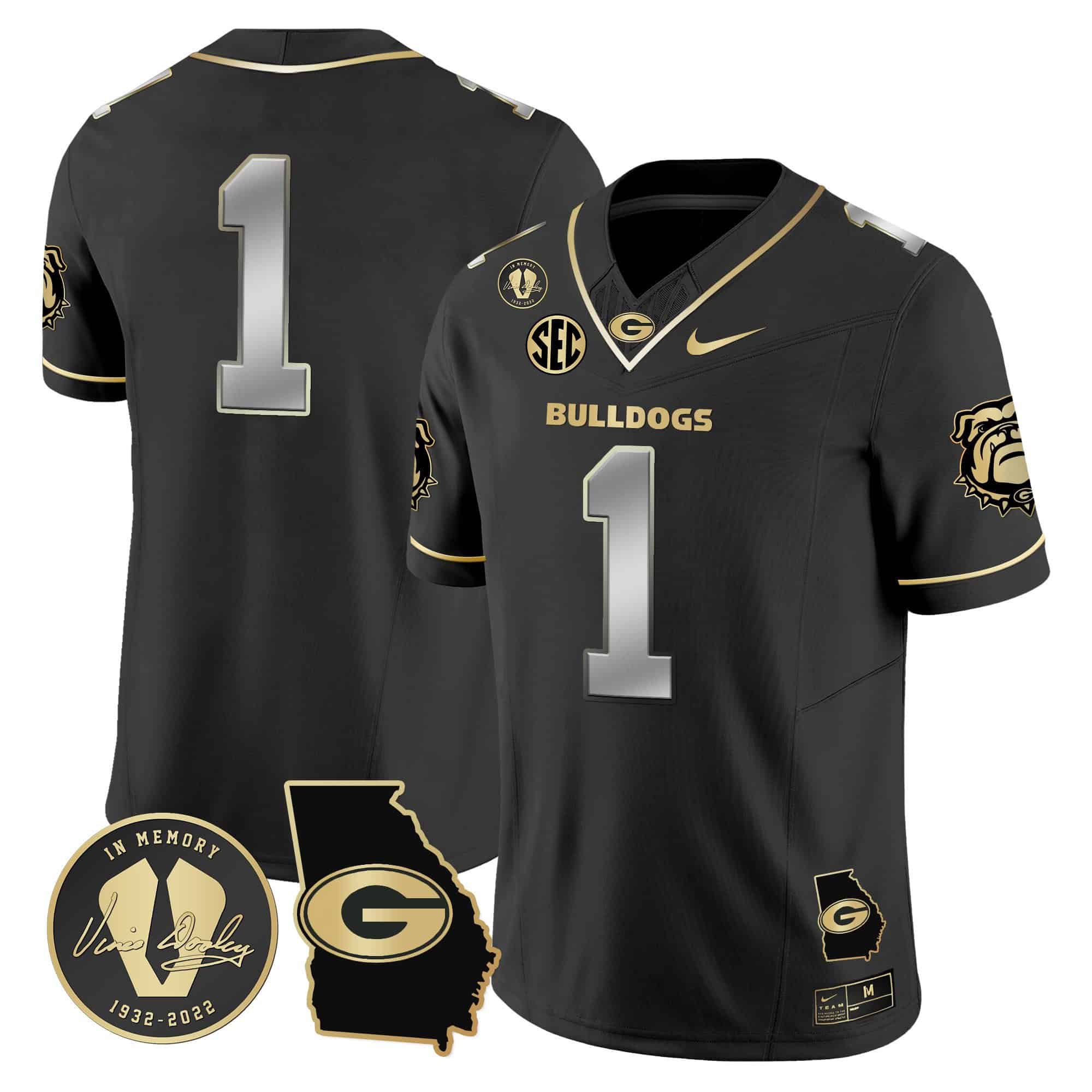 Georgia Bulldogs 2024 Vapor Football Jersey V5 – Georgia Map – All  Stitched Black Limited   #1  no name