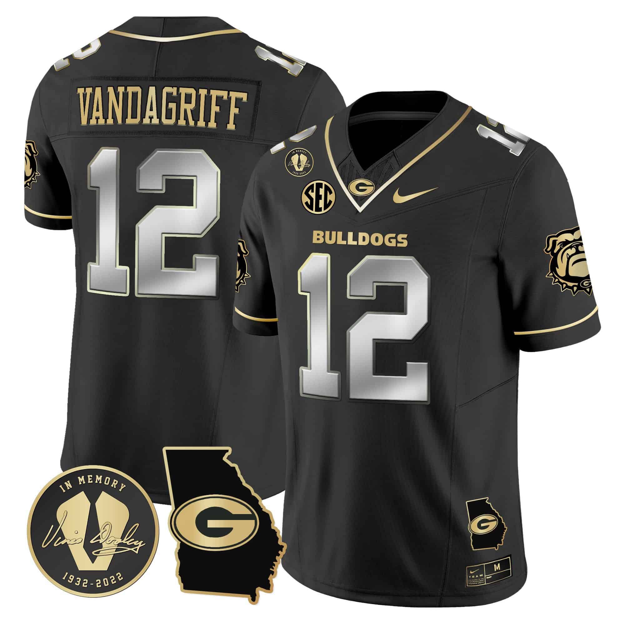 Georgia Bulldogs 2024 Vapor Football Jersey V5 – Georgia Map – All  Stitched Black Limited   #12 Brock Vandagriff