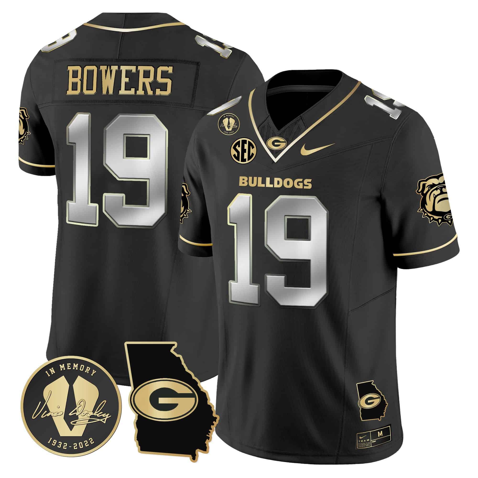 Georgia Bulldogs 2024 Vapor Football Jersey V5 – Georgia Map – All  Stitched Black Limited   #19 Brock Bowers