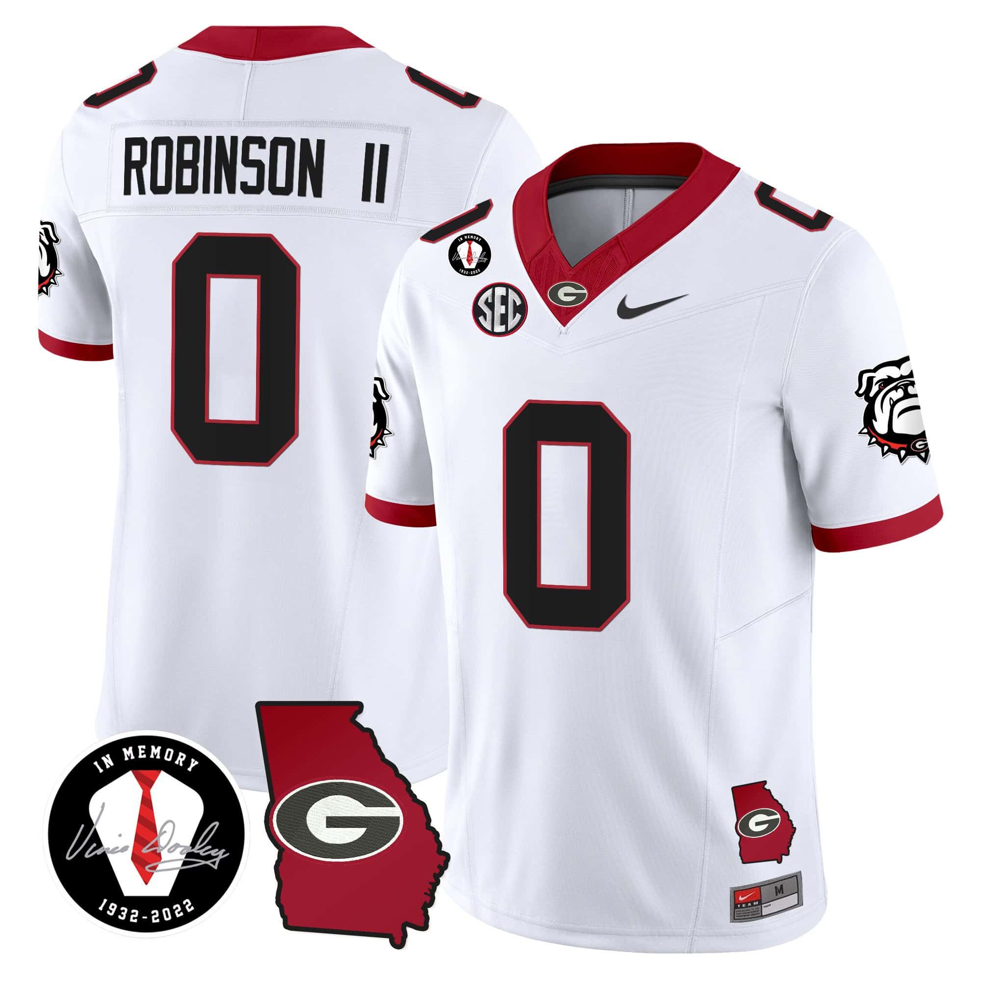 Georgia Bulldogs 2024 Vapor Football Jersey V5 – Georgia Map – All  Stitched White #0 Roderick Robinson II