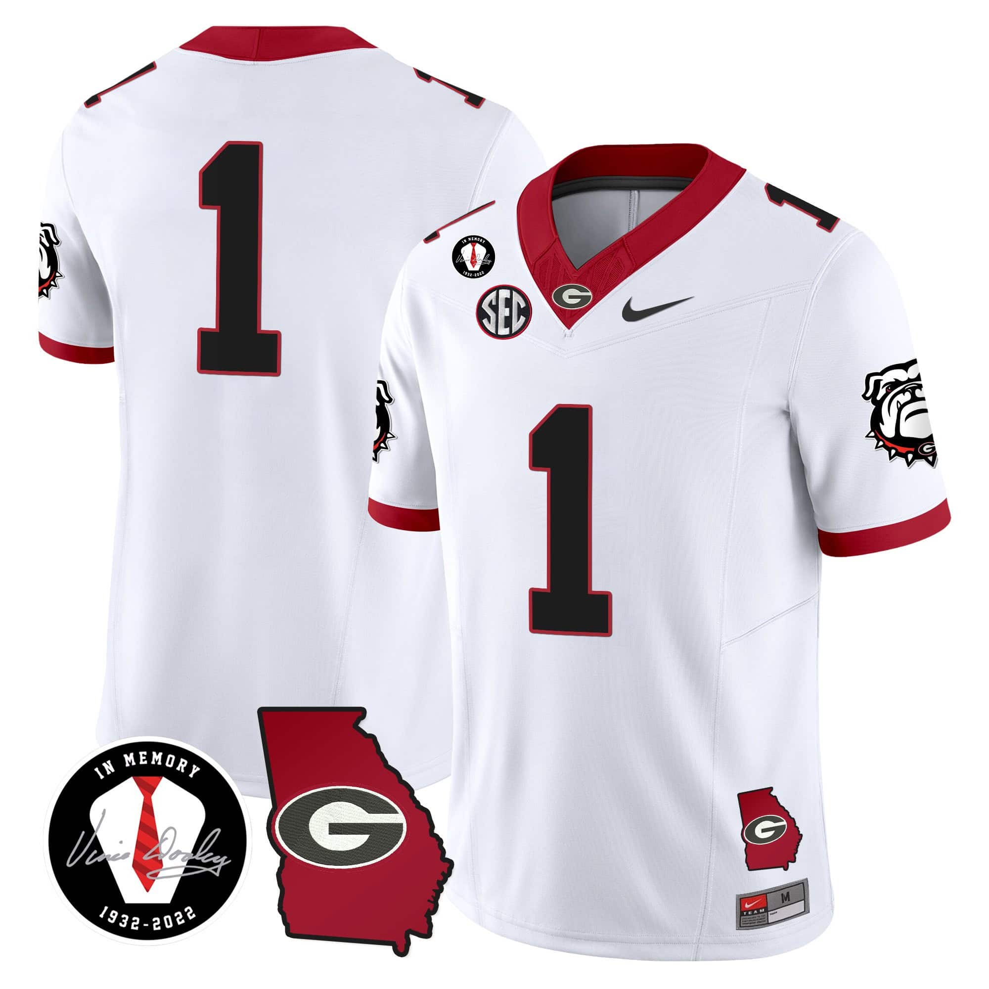 Georgia Bulldogs 2024 Vapor Football Jersey V5 – Georgia Map – All  Stitched White #1  no name
