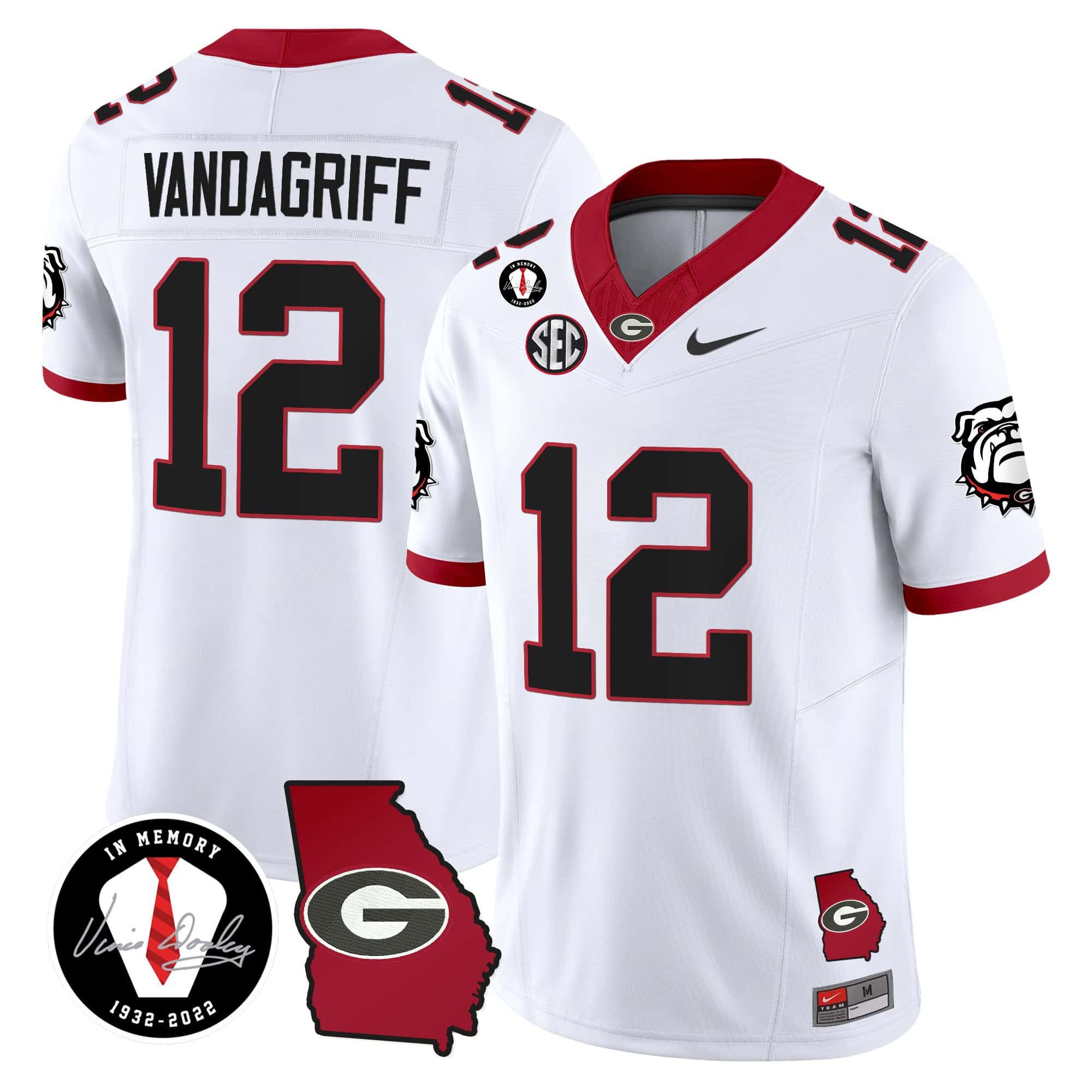 Georgia Bulldogs 2024 Vapor Football Jersey V5 – Georgia Map – All  Stitched White #12 Brock Vandagriff