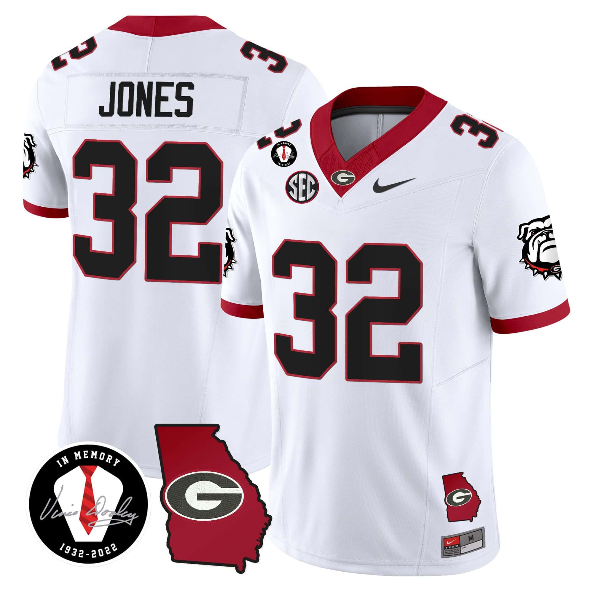 Georgia Bulldogs 2024 Vapor Football Jersey V5 – Georgia Map – All  Stitched White #32 Cash Jones