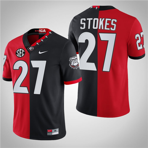 Georgia Bulldogs 27 Eric Stokes 100th Season NFL Alumni Split Edition Jersey Red Black