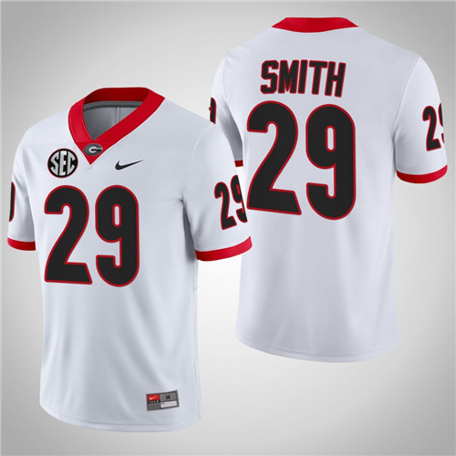 Georgia Bulldogs 29 Christopher Smith Game College Football Jersey White