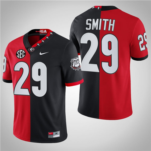 Georgia Bulldogs 29 Christopher Smith Mascot 100th Anniversary Split Edition Jersey Red Black