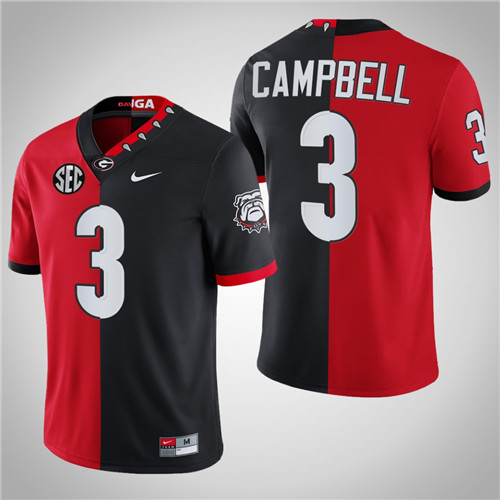 Georgia Bulldogs 3 Tyson Campbell 100th Season NFL Alumni Split Edition Jersey Red Black