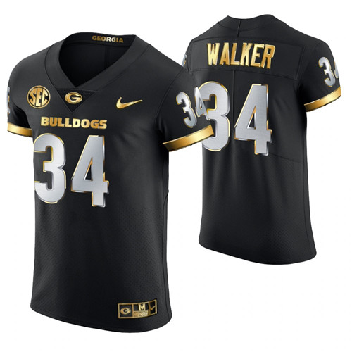 Georgia Bulldogs 34 Herchel Walker Authentic Golden Edition Jersey Black