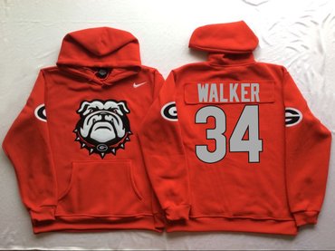 Georgia Bulldogs 34 Herschel Walker Red Men's Pullover Hoodie