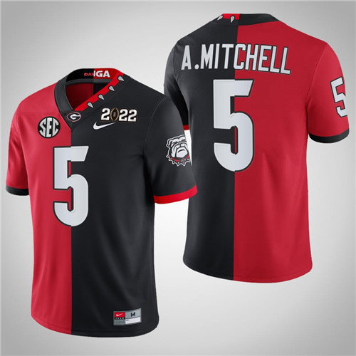 Georgia Bulldogs 5 Adonai Mitchell College Football Split Edition Jersey Red Black