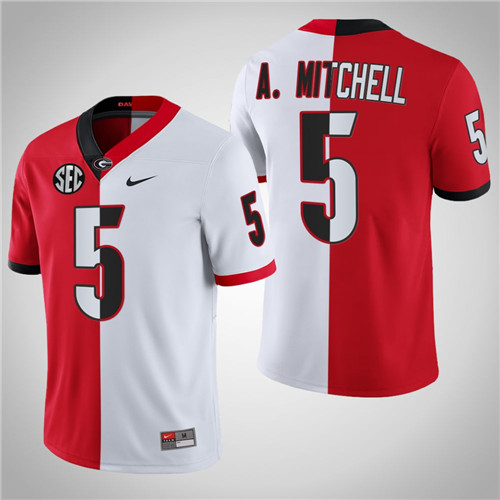 Georgia Bulldogs 5 Adonai Mitchell College Football Split Edition Jersey Red White