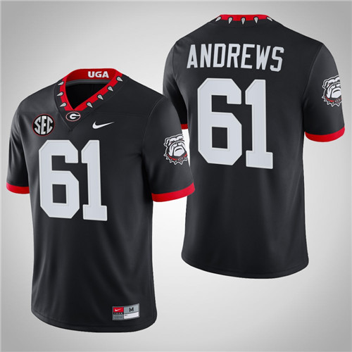 Georgia Bulldogs 61 David Andrews NFL Alumni Mascot 100th Anniversary Jersey Black