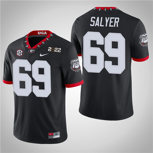 Georgia Bulldogs 69 Jamaree Salyer Game 2021 National Champions Jersey Black