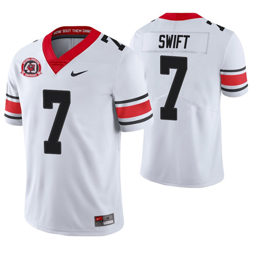 Georgia Bulldogs 7 D'Andre Swift 40th Anniversary Alternate College Football Jersey White