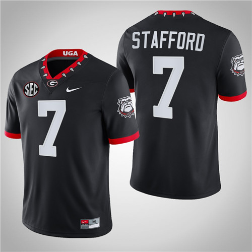 Georgia Bulldogs 7 Matthew Stafford NFL Alumni Mascot 100th Anniversary Jersey Black