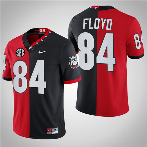 Georgia Bulldogs 84 Leonard Floyd 100th Season NFL Alumni Split Edition Jersey Red Black Jersey