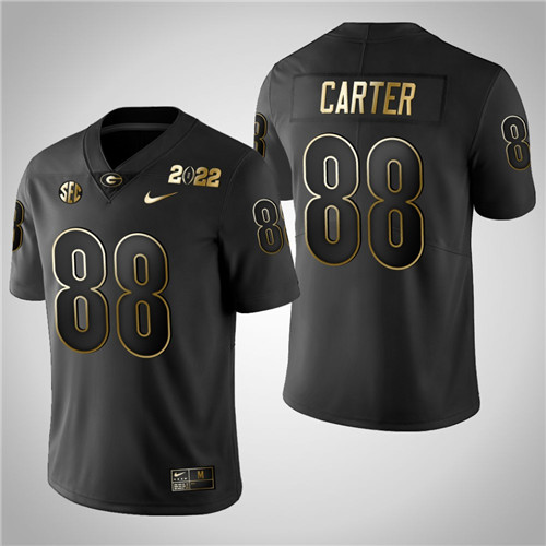 Georgia Bulldogs 88 Jalen Carter Golden 2021 National Champions Jersey Black