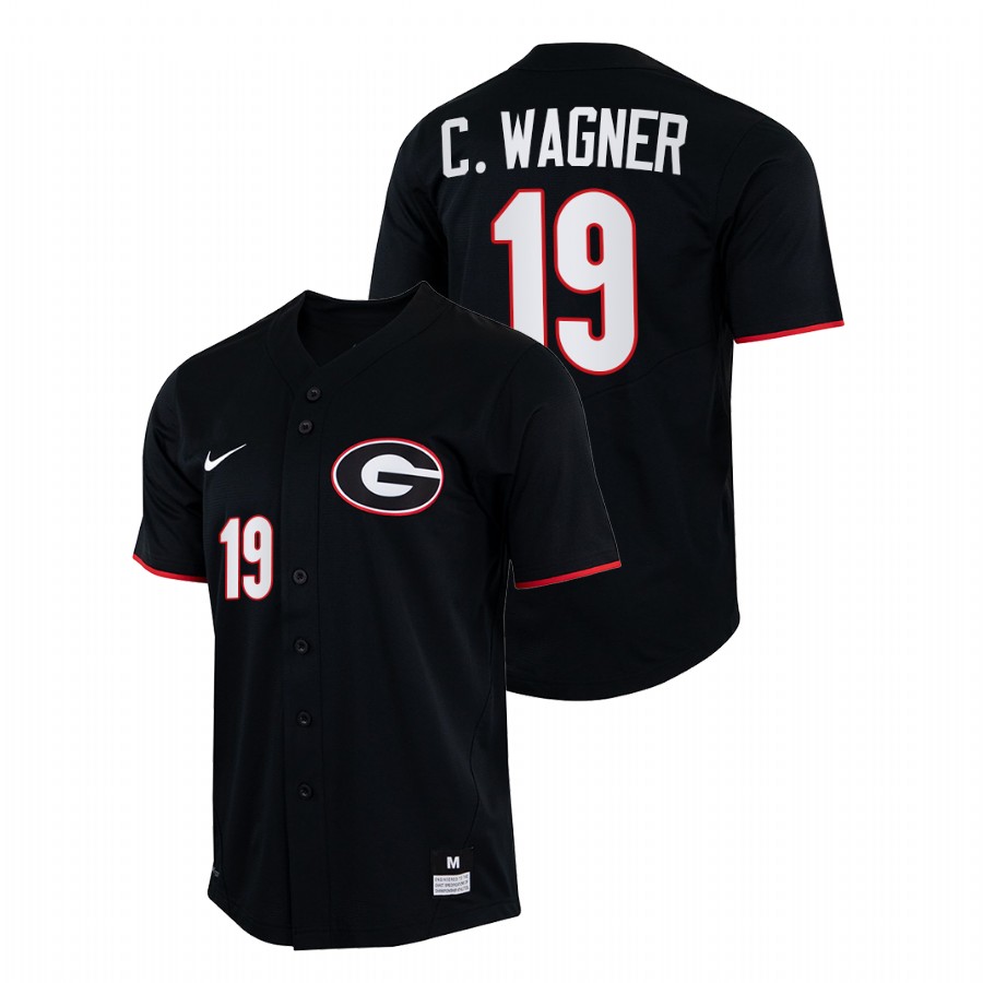 Georgia Bulldogs Cole Wagner Men Black College Baseball Full-Button Jersey