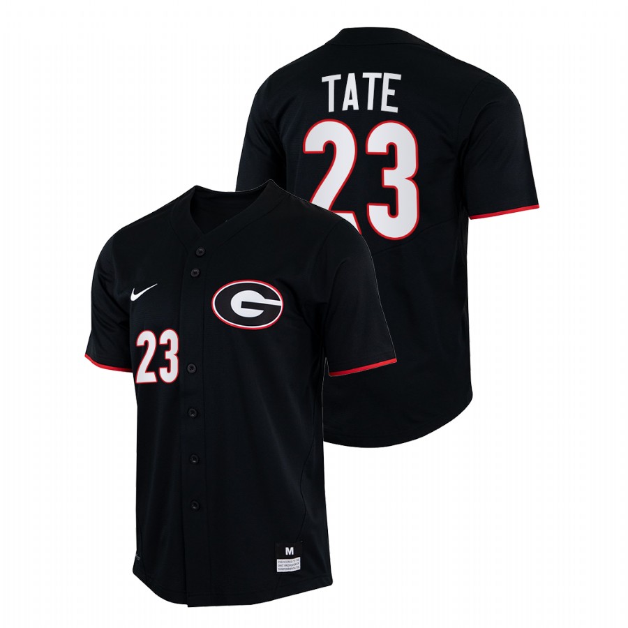 Georgia Bulldogs Connor Tate Men Black College Baseball Full-Button Jersey