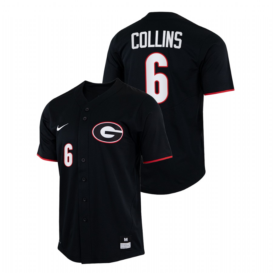 Georgia Bulldogs Corey Collins Men Black College Baseball Full-Button Jersey