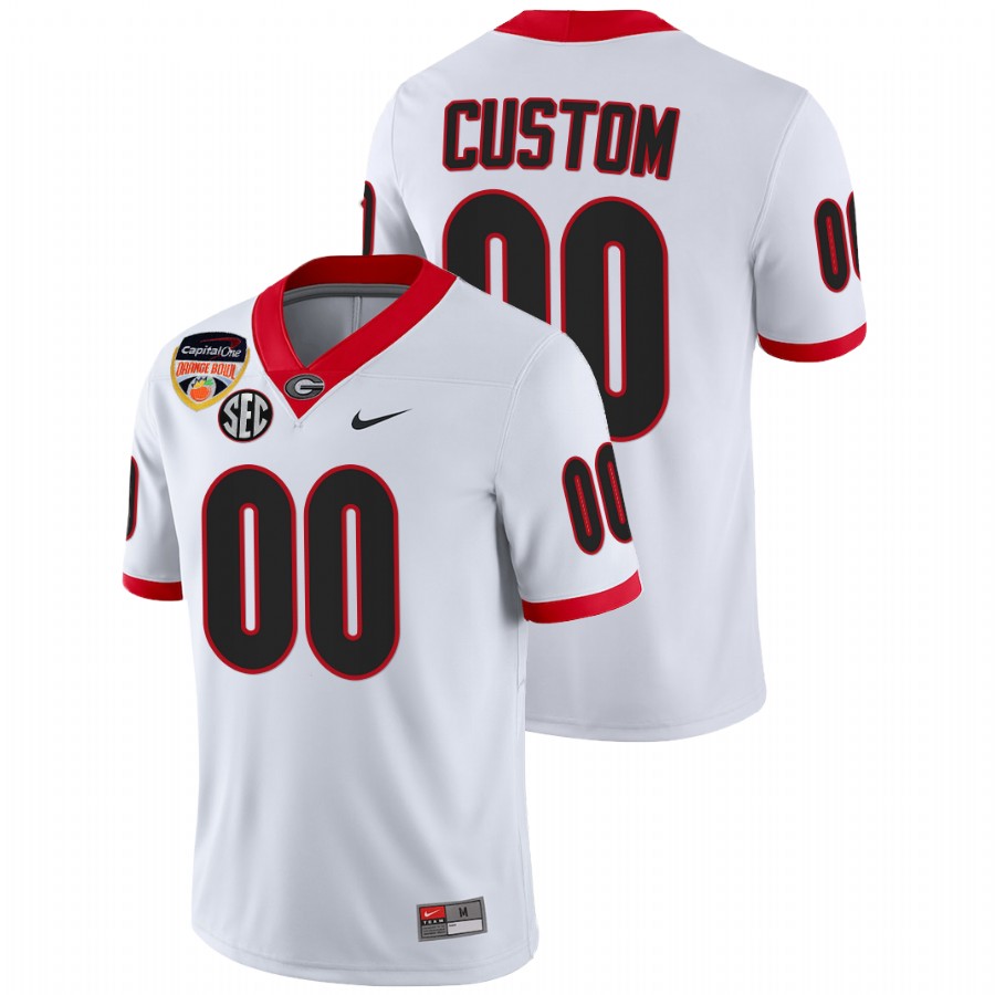 Georgia Bulldogs Custom 2021 Orange Bowl White Jersey 100th Anniversary